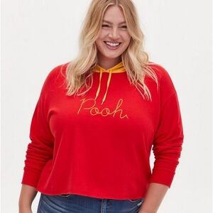 Torrid Disney Winnie The Pooh Red Fleece Crop Hoodie